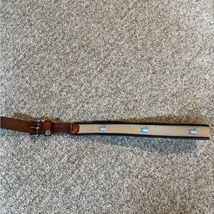 Southern Tide Tan Belt with Blue Fish Pattern